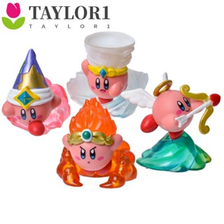 Taylor1 โมเดลฟิกเกอร์ PVC รูปการ์ตูน Kirby สีชมพู สําหรับเก็บสะสม 4 ชิ้น ต่อชุด