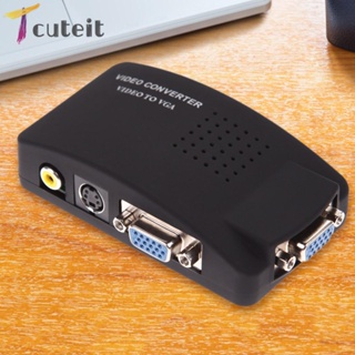 Tcuteit AV RCA Composite S Video Input to VGA Output Display อะแดปเตอร์แปลงกล้องวงจรปิด