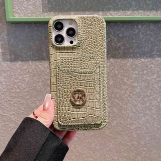 เคสโทรศัพท์มือถือ ลายหนังจระเข้ พร้อมช่องใส่บัตร หรูหรา สําหรับ Apple iPhone 11 12 13 14 Pro Max