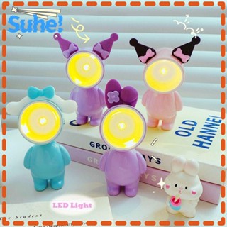 Suhe โคมไฟตั้งโต๊ะ LED พลาสติก ลายการ์ตูนน่ารัก ปรับได้ สีพื้น ของขวัญคริสต์มาส สําหรับเด็ก