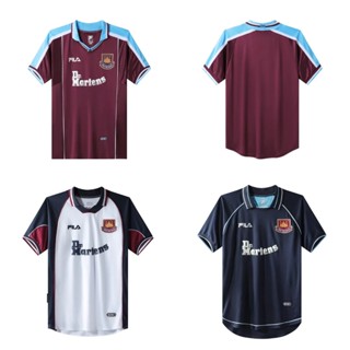 เสื้อกีฬาแขนสั้น ลายทีมชาติฟุตบอล West Ham United 99-01 ชุดเหย้า คุณภาพสูง สไตล์เรโทร