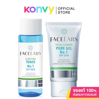 Facelabs Set 2 Items Facial Cleanser Pure Gel No.1 50ml + Clarifying Toner No.1 100ml. ( สินค้าหมดอายุ : 2024.06.07 )