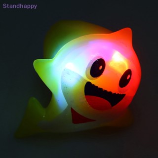 Standhappy แหวนยางนิ่ม รูปการ์ตูนปลาฉลามน่ารัก แบบกระพริบ ของเล่นสําหรับเด็ก