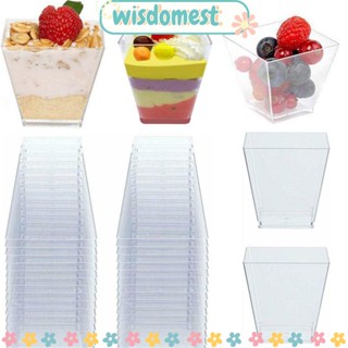 WISDOMEST ถ้วยใส่ขนมหวาน ทรงสี่เหลี่ยมคางหมู 60 มล. 10 30 50 ชิ้น