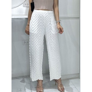 2MUAY รุ่น GJO5169 กางเกงผู้หญิง กางเกงพลีทคุณภาพ STRAIGHT ZIGZAG PLEAT PANT 8สี FREE SIZE