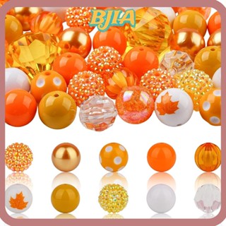 Bja ลูกปัดพลาสติก สีขาว สีเหลือง 20 มม. สําหรับทําเครื่องประดับ สร้อยคอ DIY 50 ชิ้น