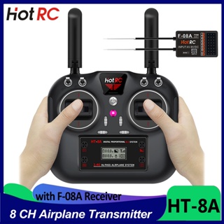 Hotrc HT-8A รีโมตคอนโทรล 2.4G 8CH 4.5-9V PWM FHSS Transmitter พร้อมตัวรับสัญญาณ F-08A สําหรับโดรนบังคับ FPV