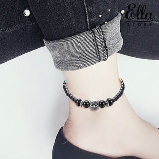 Ellastore123 สร้อยข้อเท้า ประดับลูกปัด ลายนกฮูกเทียม หลากสี สําหรับผู้หญิง