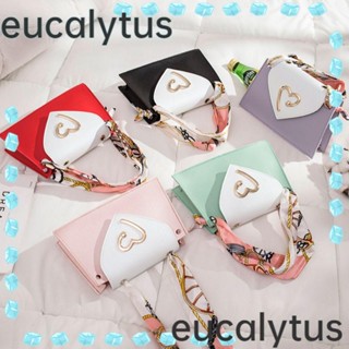 Eucalytus1 กระเป๋าสะพายไหล่ กระเป๋าใส่เหรียญ ผ้าพันคอ หนัง PU แบบพกพา สีพื้น แฟชั่นฤดูใบไม้ผลิ และฤดูใบไม้ร่วง สําหรับผู้หญิง