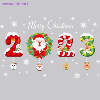 Newsandthen1 2023 ปีใหม่ คริสต์มาส กันน้ํา สติกเกอร์ติดผนัง หน้าต่าง ตกแต่งคริสต์มาส ดี