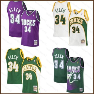 เสื้อกีฬาแขนกุด ลายทีม NS2 NBA MilwaukeeBucks Ray Allen Classic พลัสไซซ์ สําหรับผู้ชาย และผู้หญิง SN2