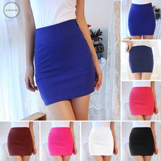 GORGEOUS~New Womens Ladies Cotton Work Short Casual Upper Thigh Tight Solid Color Skirt