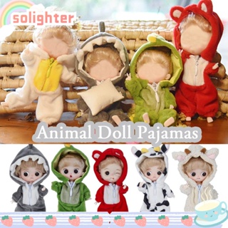 Solighter ชุดนอนตุ๊กตาสัตว์น่ารัก ขนาดเล็ก 1/12 อุปกรณ์เสริม สําหรับตุ๊กตา BJD OB11