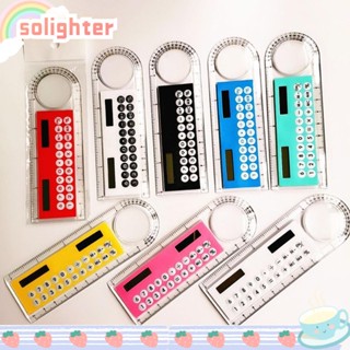 Solighter ไม้บรรทัด เครื่องคิดเลข แบบพกพา สีสันสดใส สําหรับเด็ก