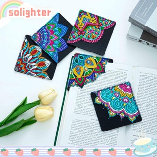 Solighter ที่คั่นหนังสือ ทรงสามเหลี่ยม ประดับเพชรเทียม ลายดอกไม้แมนดาลา แฮนด์เมด DIY