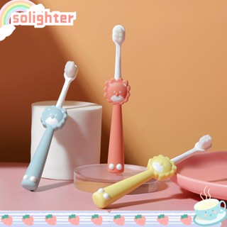 Solighter 10000 แปรงสีฟัน ขนแปรงนุ่มพิเศษ แบบพกพา ลายการ์ตูนสิงโต นาโน