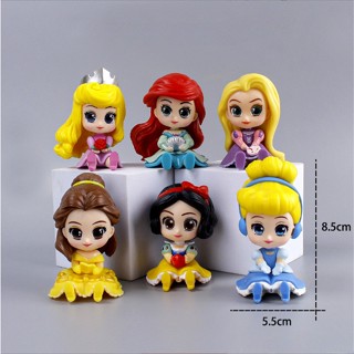 ตุ๊กตาเจ้าหญิงดิสนีย์ Snow White Cinderella Ariel Aurora Rapunzel สวยงาม สําหรับเด็ก 6 ชิ้น