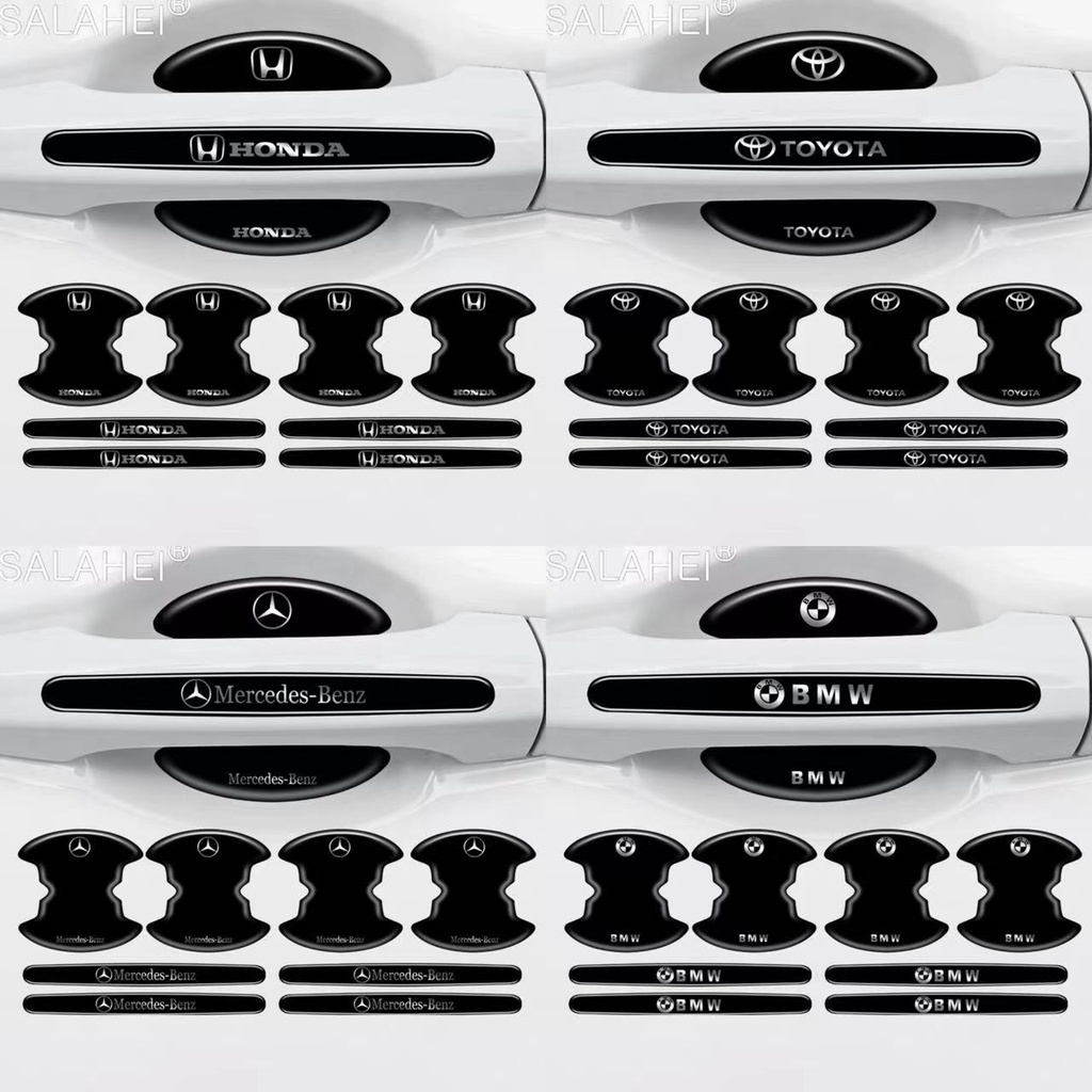 8ชิ้นมือจับประตูรถชามรอยขีดข่วนสติกเกอร์ป้องกันรถยนต์สติ๊กเกอร์จับรถป้องกันการชนกันแถบป้องกัน