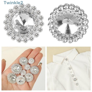 Twinkle กระดุมโลหะ ประดับพลอยเทียม ทนทาน สําหรับตกแต่งงานหัตถกรรม DIY 10 ชิ้น ต่อชุด