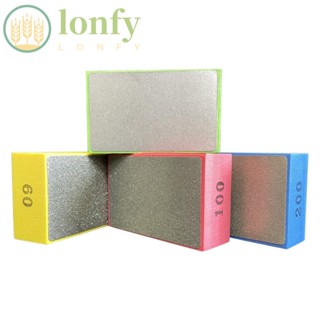 Lonfy แผ่นฟองน้ําขัดเพชร ทรงกลม หลากสี แบบพกพา สําหรับคนงาน 4 ชิ้น