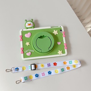 เคสซิลิกาเจล ลายการ์ตูนกบ เป็ด หมุนได้ 360 องศา 10.4 นิ้ว พร้อมสายพานเอียง สําหรับ Huawei Matepad SE 2022 Honor V6 V7 C5 Mate Pad 10.4 นิ้ว
