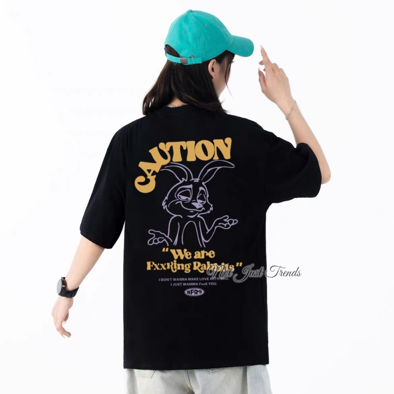 ร้อนขายศ2ทะลึ่งกระต่ายเสื้อยืดกระจายหลังกระต่ายคลาสสิกพิมพ์ผู้ชายและผู้หญิงเดียวกันหลวม100%ผ้าฝ้ายแฟ