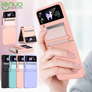 Lenuo เคสโทรศัพท์มือถือแบบนิ่ม ผิวสัมผัสคล้ายผิวหนัง กันกระแทก พร้อมบานพับ หรูหรา สําหรับ Samsung Galaxy Z Flip 5 4 3 Flip5 Flip4 Flip3 5G