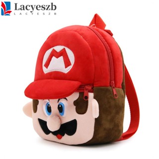 Lacyeszb กระเป๋าเป้สะพายหลัง กระเป๋านักเรียน ผ้ากํามะหยี่ขนนิ่ม ลาย Mario Brothers ของขวัญวันเกิด สําหรับเด็กผู้หญิง 1-3 ปี