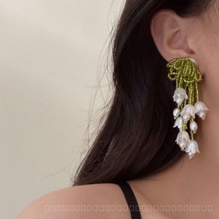 0912YWGM Night Linglan French Retro White Flower Tassel Earrings Womens Summer Special-Interest Design High-Grade Fashion Earrings IR9O