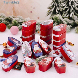 Twinkle กล่องขนม ลายกวาง ซานตาคลอส สโนว์แมน พร้อมฝาปิด ทนทาน ขนาดเล็ก 2 ชิ้น