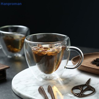 Hanproman&gt; แก้วมัก แก้วกาแฟ ชานม น้ําผลไม้ แบบสองชั้น ทนความร้อน รูปหัวใจ