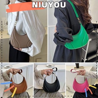 Niuyou กระเป๋าสะพายไหล่ ใต้วงแขน หนัง PU ความจุขนาดใหญ่ สีพื้น หรูหรา สําหรับผู้หญิง