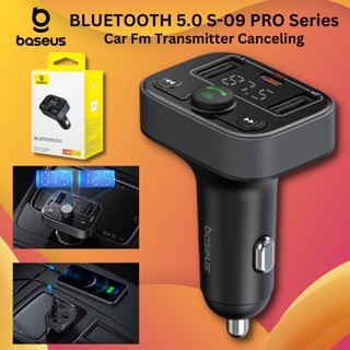 Baseus หัวชาร์จ USB และบลูทูธในรถยนต์ S-09 Pro Series Car FM Transmitter 18W Fast Charging มีไมค์คุยสายได้