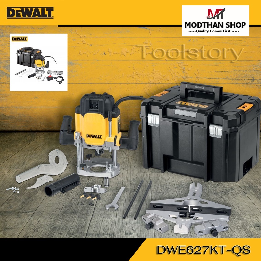 DeWALT เร้าเตอร์ DWE627KT ขนาด 12มม. มีสวิตซ์ สำหรับติดโต๊ะ (ไม่รวมโต๊ะ)