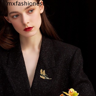 Mxfashione เข็มกลัด โลหะผสม รูปใบไม้ ประดับพลอยเทียม สร้างสรรค์ ของขวัญสําหรับผู้หญิง