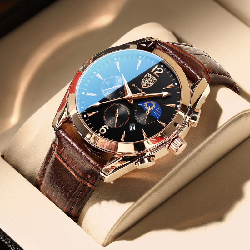 Patek eggplant 829 นาฬิกาข้อมือเรืองแสง กันน้ํา พร้อมปฏิทิน แฟชั่นสําหรับผู้ชาย นักเรียน