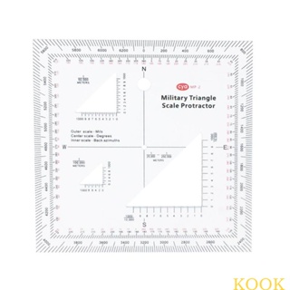 Koolkool ไม้โปรแทรกเตอร์นําทาง แบบใส ลายแผนที่ทะเล MGRS USNG สําหรับผจญภัย