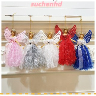 Suchenhd จี้ตุ๊กตาเด็กผู้หญิง ขนาด 19*12 ซม. หลากสี สําหรับแขวนตกแต่งต้นคริสต์มาส บ้าน ปาร์ตี้