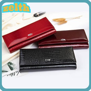 Zelth กระเป๋าสตางค์ ใบยาว ลายหนังจระเข้ พร้อมที่ใส่บัตร RFID สําหรับผู้หญิง