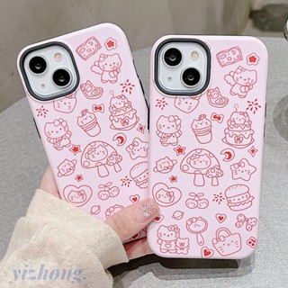 2 in 1 เคสโทรศัพท์มือถือ TPU นิ่ม กันรอยขีดข่วน กันกระแทก ลายการ์ตูนเฮลโลคิตตี้ สีชมพู สําหรับ iPhone 11 15 14 Pro Max 12 13