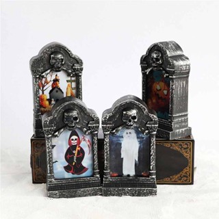 4x Halloween Light Up Tombstone Horror LED Game Props Outdoor Garden Party Decor