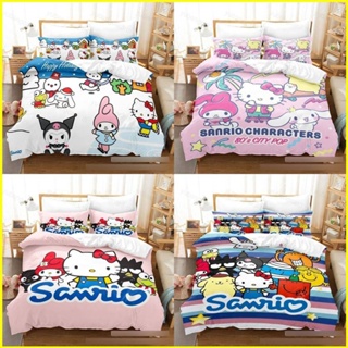 Yb3 ชุดเครื่องนอน ผ้าห่ม ผ้านวม ลาย Hello Kitty Kuromi Pompom Purin 3in1 ซักทําความสะอาดได้ ใส่สบาย BY3