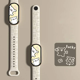 สําหรับ Xiaomi miband 9 Mi Band 8 miband 7 miband 6 miband 5 สาย 3D เลเซอร์นูนเปลี่ยนสายรัดข้อมือสร้อยข้อมือซิลิโคนสําหรับ Xiaomi Band 7 สาย miband 5 miband 6 สาย