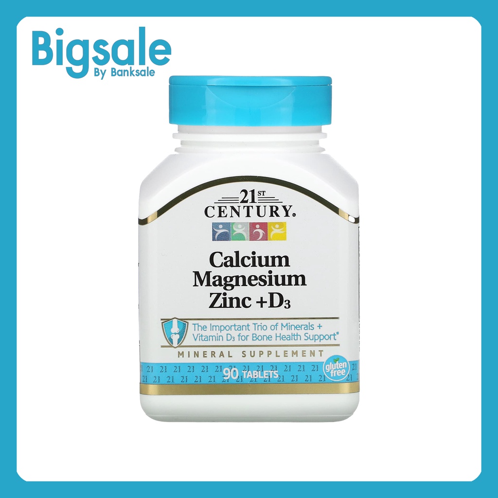 📢พร้อมส่ง 🔔  21st Century Calcium Magnesium Zinc + D3 90 Tablets