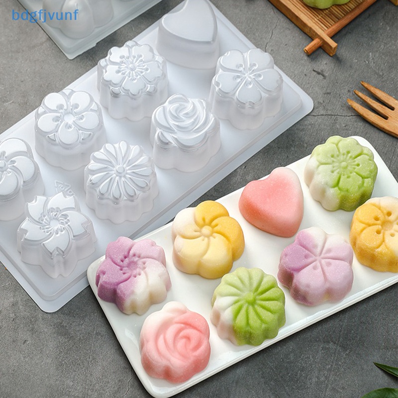 Bdgf แม่พิมพ์วุ้น พลาสติก ลายดอกไม้ หัวใจ 8 ช่อง ใช้ซ้ําได้ สําหรับทําพุดดิ้ง ฟองดองท์ พุดดิ้ง บ้าน ห้องครัว