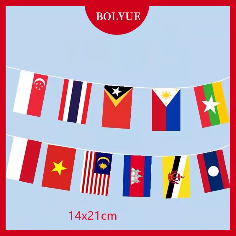 6m/22Pcs Flag Of Asean ตกแต่งประเทศไทย/สิงคโปร์/เวียดนาม/อินโดนีเซีย/Cambodia/Laos/Myanmar/Brunei/Ph