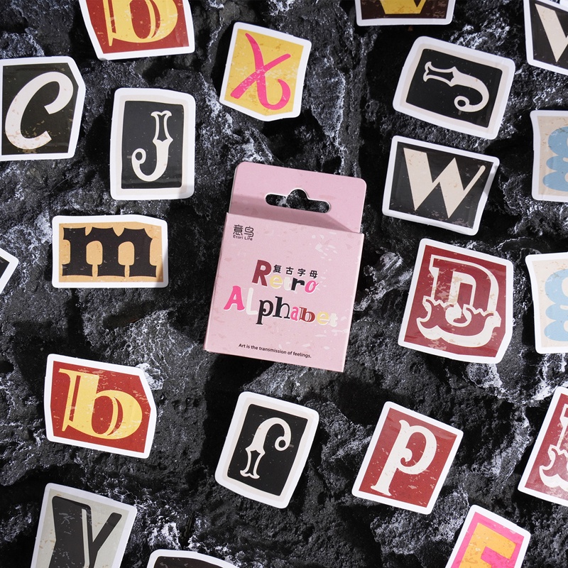 Enwei สติกเกอร์ตัวอักษร สไตล์วินเทจ สําหรับตกแต่งสมุดภาพ 46 ชิ้น