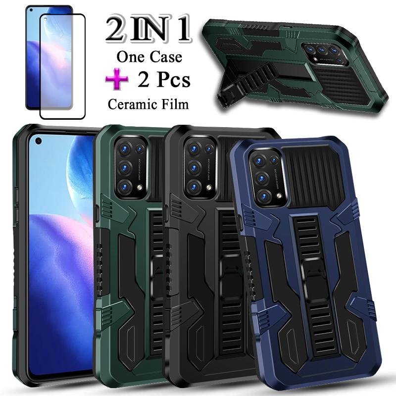 2 IN 1 สําหรับ OPPO Reno 5 4G OPPO Reno 5 5G เคสโทรศัพท์หุ้มเกราะเลื่อนวงเล็บสายรัดข้อมือ Hard Case 