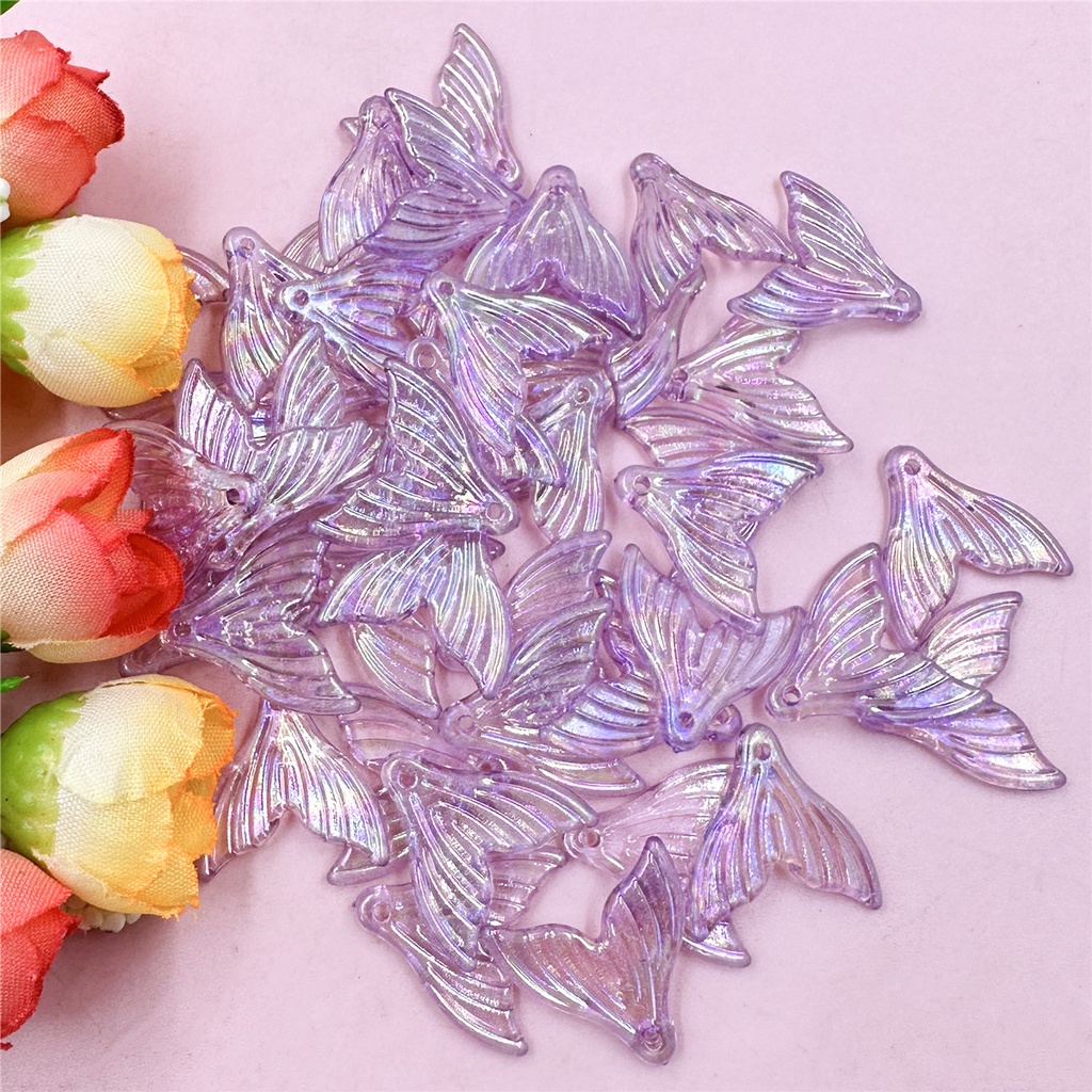 100 ชิ้น อะคริลิคใส สีหางปลา ลูกปัด สร้อยคอแฟชั่น สร้อยข้อมือ ลูกปัดวัสดุ ผู้หญิง เด็กผู้หญิง DIY เครื่องประดับ ของขวัญ