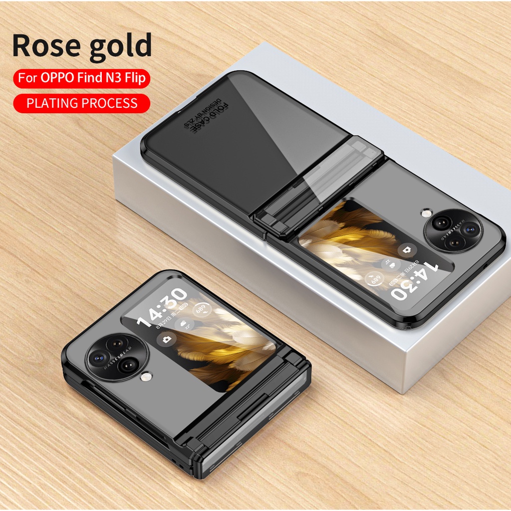 Luken เคสโทรศัพท์มือถือ พลาสติกใส ชุบไฟฟ้า ฝาพับ กันกระแทก สําหรับ OPPO Find N3 Flip 5G N3flip Findn3flip